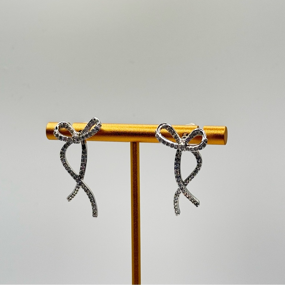 Elegant Silver Bow Earrings